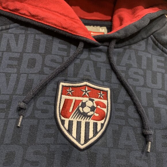 Vintage Y2K Nike Team USA US Soccer USMNT Hoodie Mens Medium Mini Swoosh Sleeve - Picture 3 of 8
